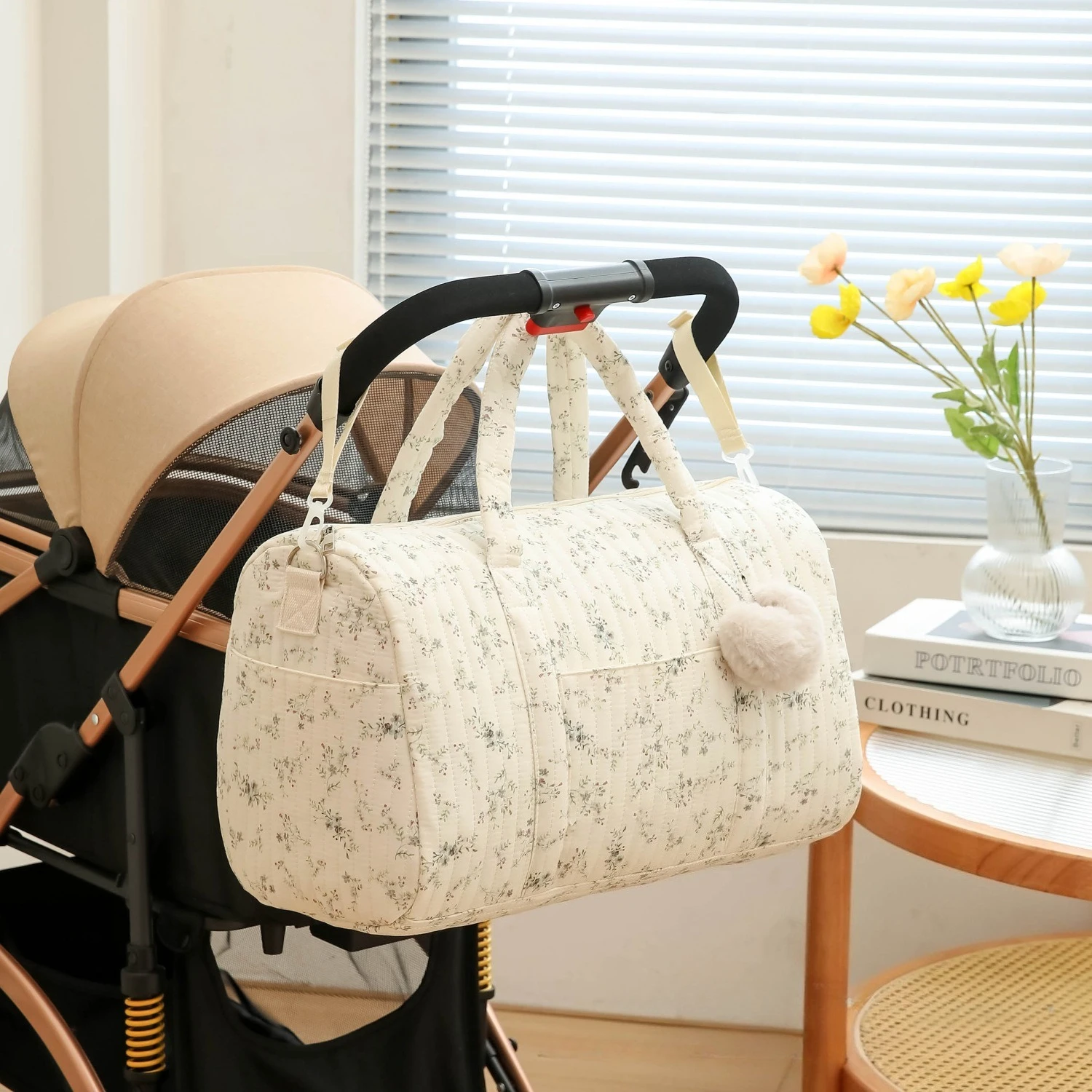 Baby Clothing Hamper - Embroidery Floral Mommy Bag Large Capacity
