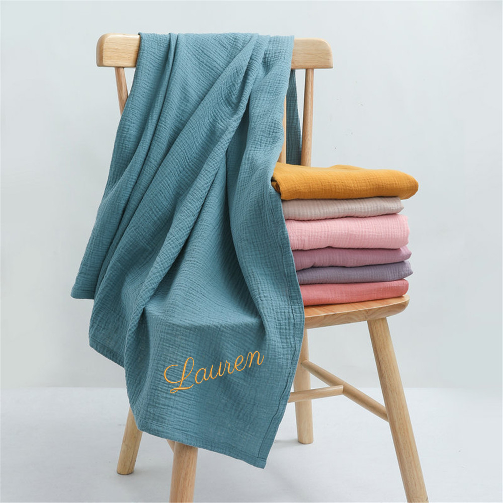 Muslin Swaddle Wrap - Personalized Name Embroidered Custom Baby Cotton
