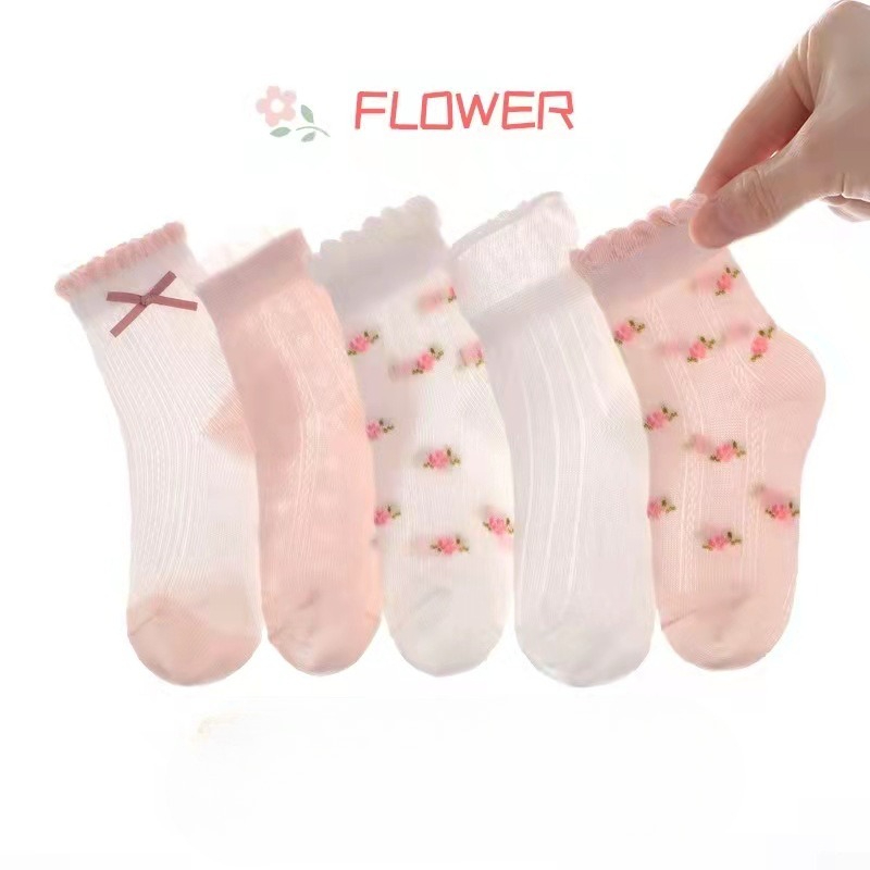 Baby Clothing Patterns Free - Girls Socks Cute Flowers Pattern Kods