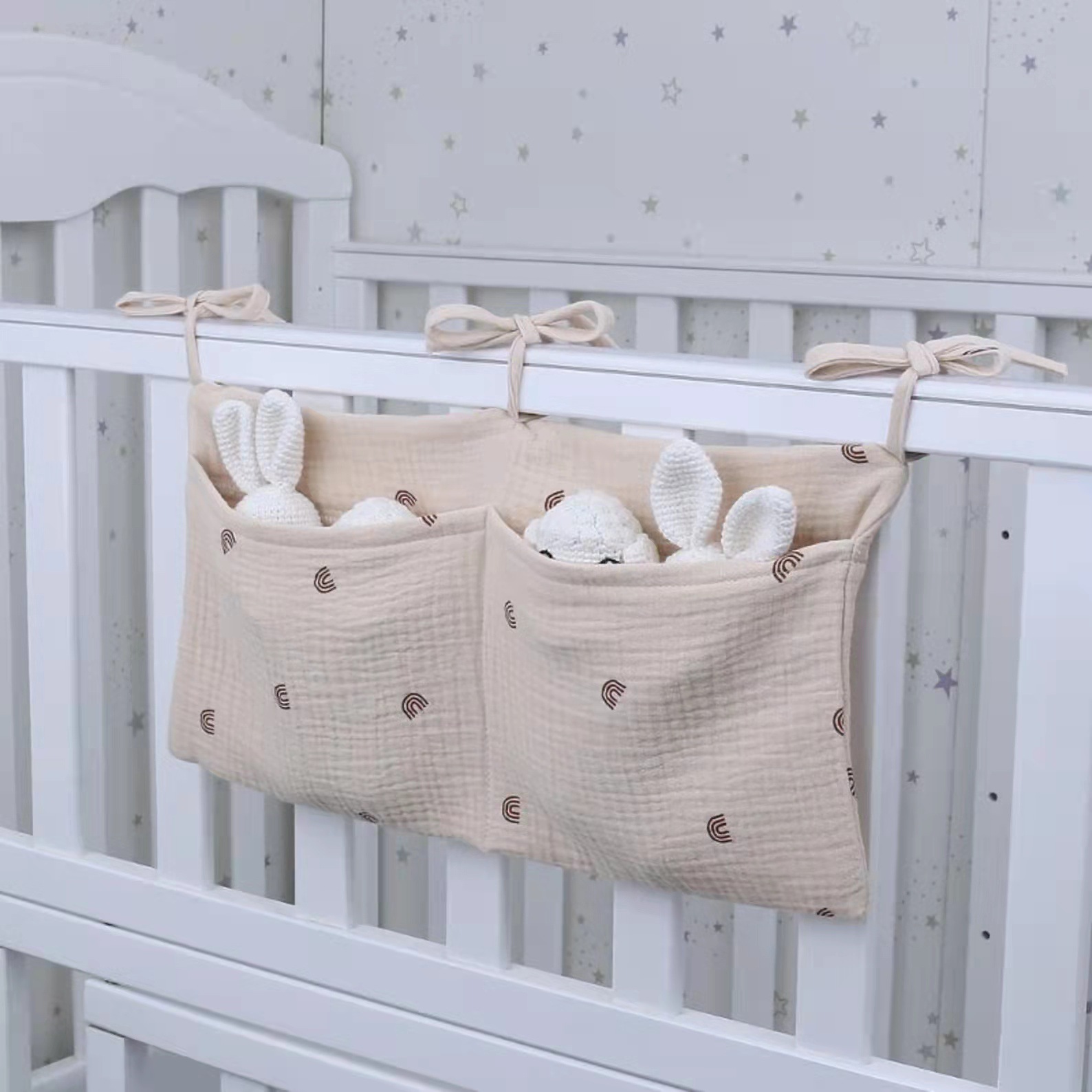 Baby Clothing Hamper - Portable Baby Crib Storage Bag Nappy