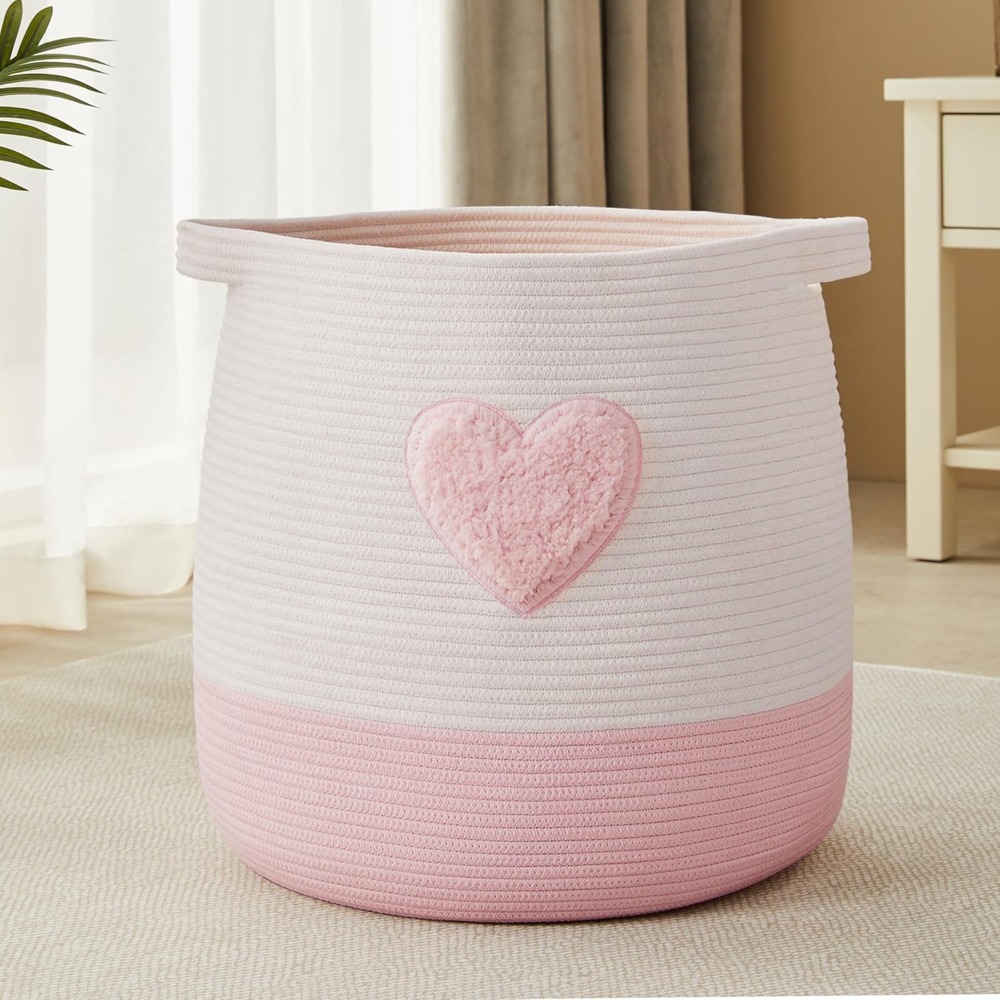 Baby Clothing Hamper - Pink Laundry Basket Hamper for Kids