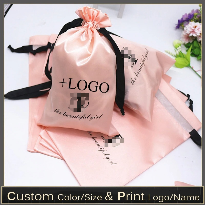 Baby Clothing Bag - 20PCS Baby Pink Silk Satin Pouch